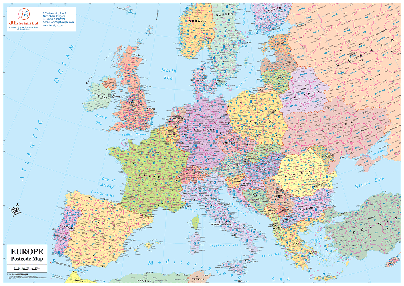 Mapa Europa Códigos Postales personalizado