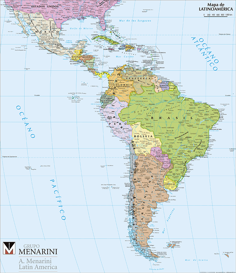 mapa político latinoamérica personalizado