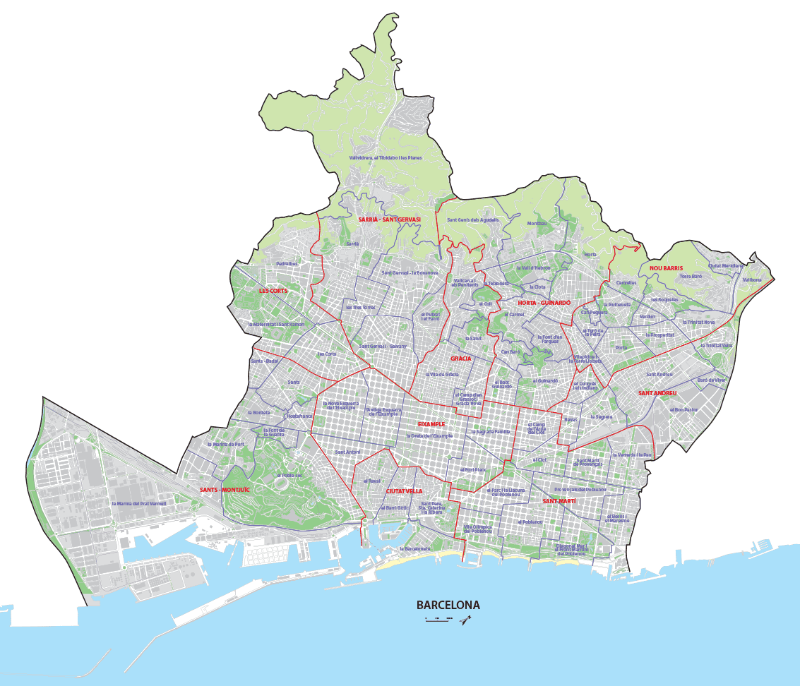 mapa barcelona zonas
