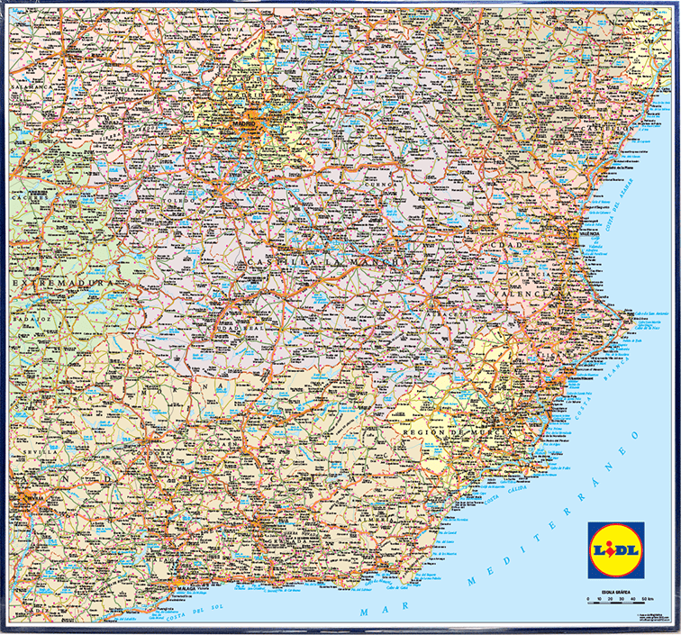 Mapa del sureste de España