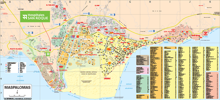 mapa maspalomas con hoteles