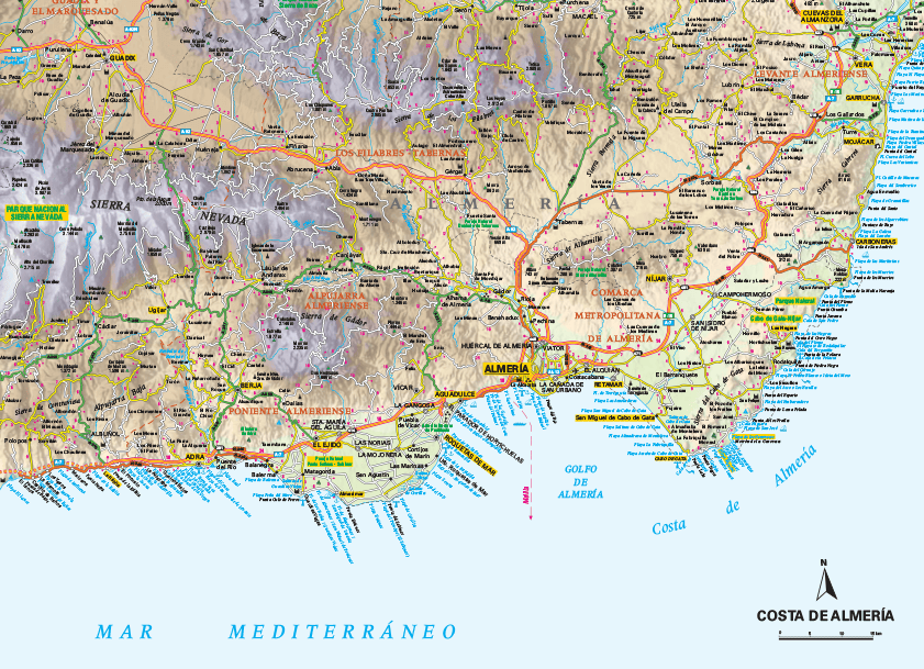 Mapa Costa de Almería Mapa Costa de Almería