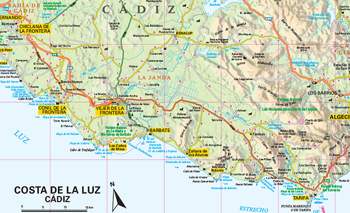 Mapa Costa de la Luz Cádiz